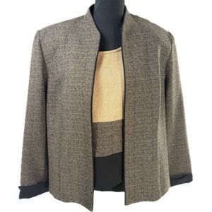 PETITE PERCEPTIONS By Irene B Tan & Black Jacket & Blouse Size 16P Vintage